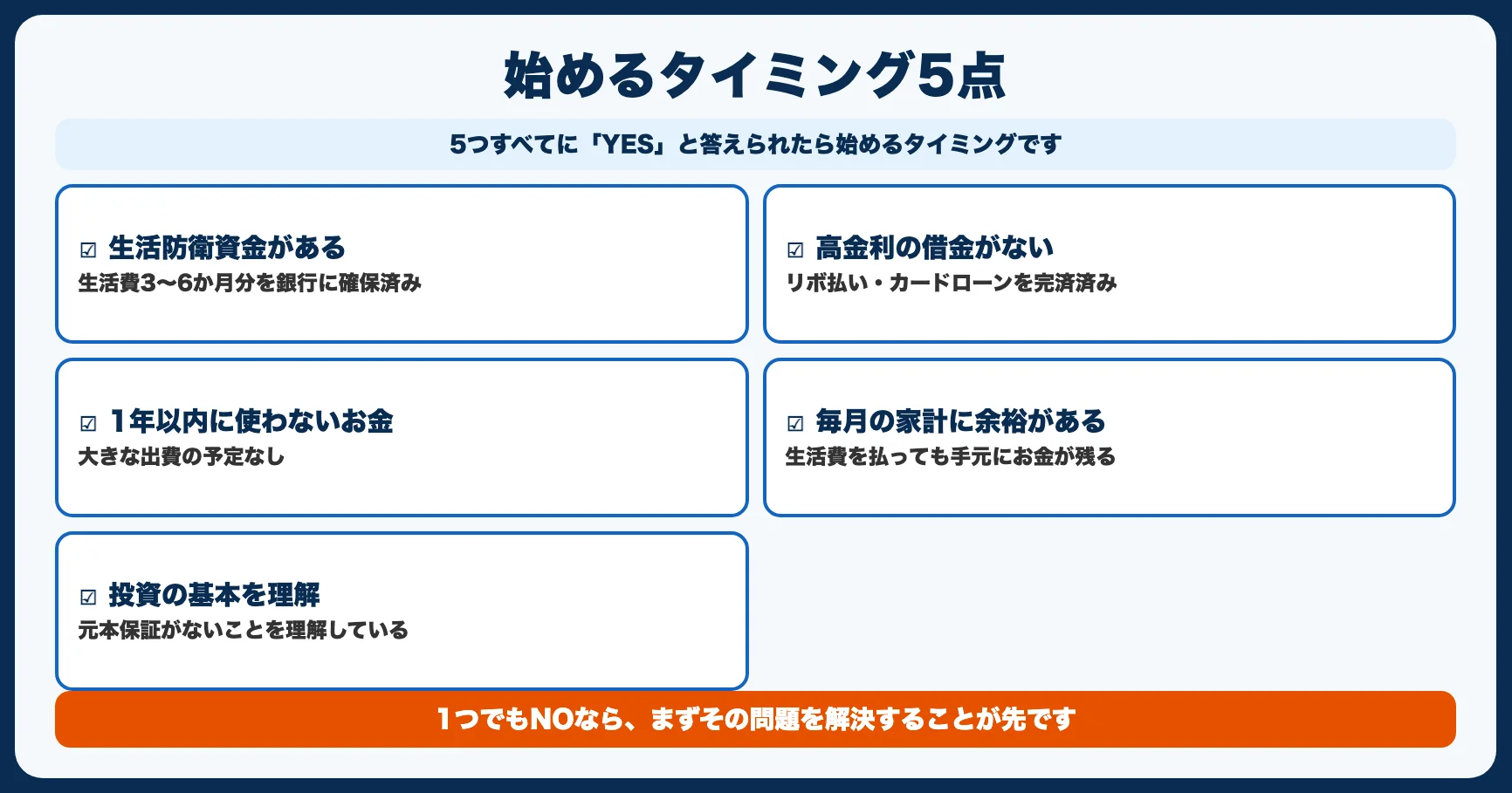 投資を始めるべきタイミング｜5つのチェック